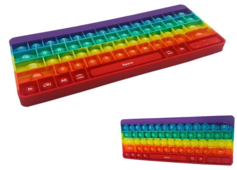 Keyboard Rainbow Popping Silicone Game Toy for Stress Relief