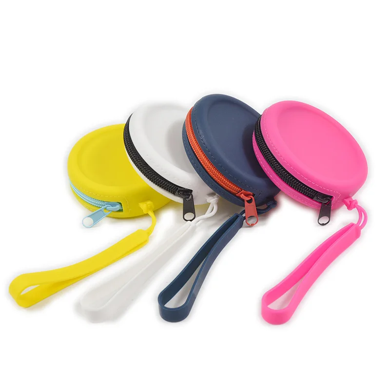 Round Samll Silicone Coin Pouch Zipper Bag Earphone Bag