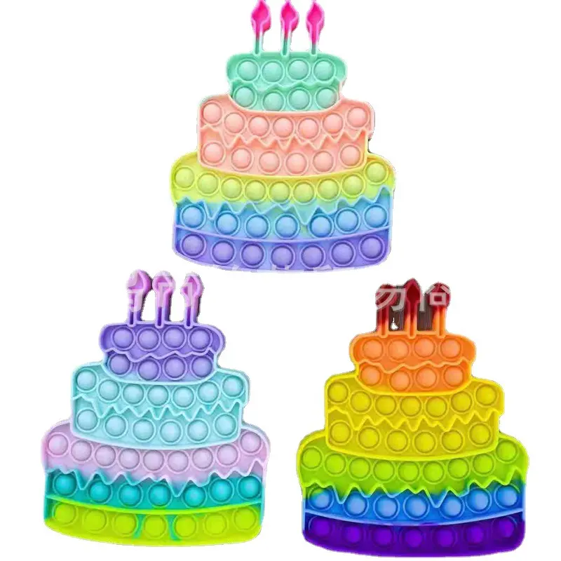 Birthday cake Silicone Push Bubble Anti-Anxiety Squeeze Sensory Toy