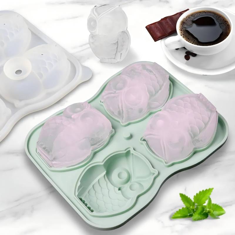 Easy Release Owl Ice Cube Molds for Whiskey Cocktails and Juice
