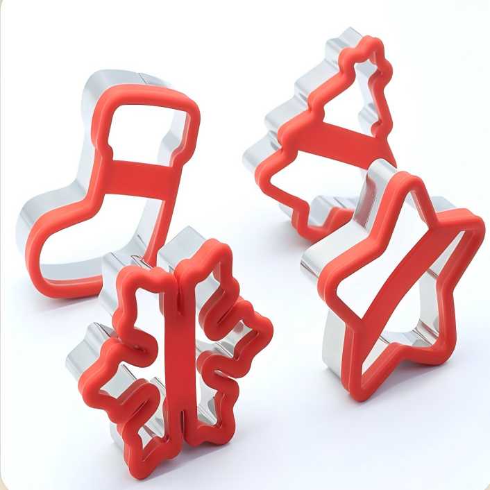 Christmas Cookie Cutters Set  Silicone Edge Stainless Steel for Baking