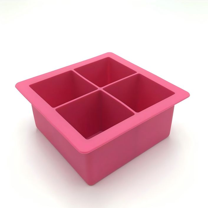 Square Large Cube Silicone Ice Tray 4 Giant Ice Cubes for Whiskey