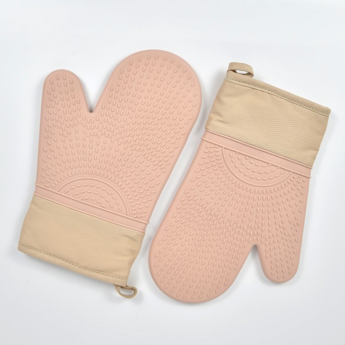 Silicone Oven Mitts Pair Waterproof Oven Gloves Thickened Soft Lining BBQ Kitchen Mitts Set for Oven