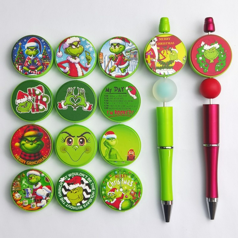 Grinch Silicone Focal Beads for DIY Pens Keychains Making Kit