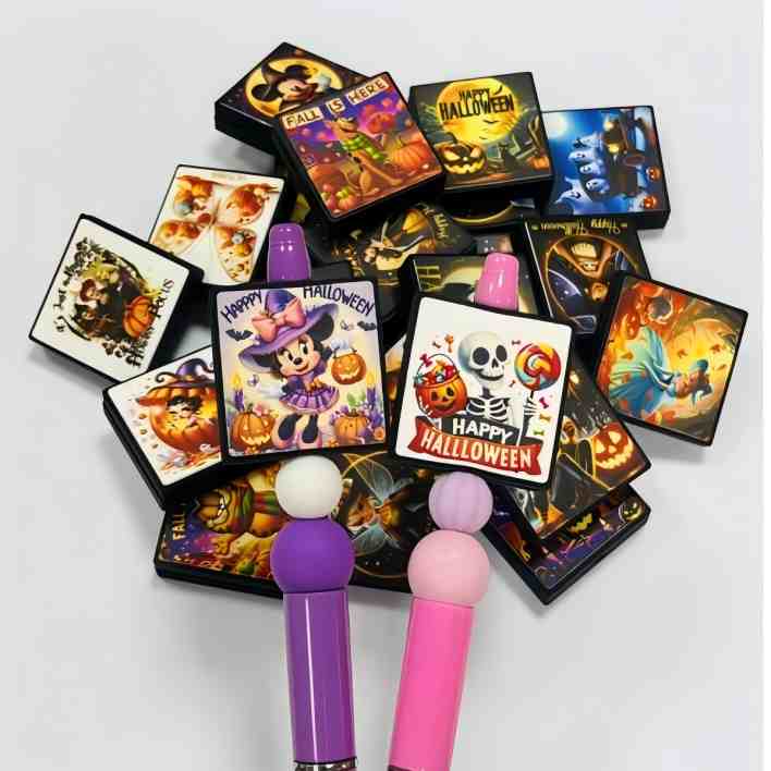 Halloween Square Focal Silicone Beads glow in dark for DIY Pens Making Kit for Office School Ester Holiday Gift